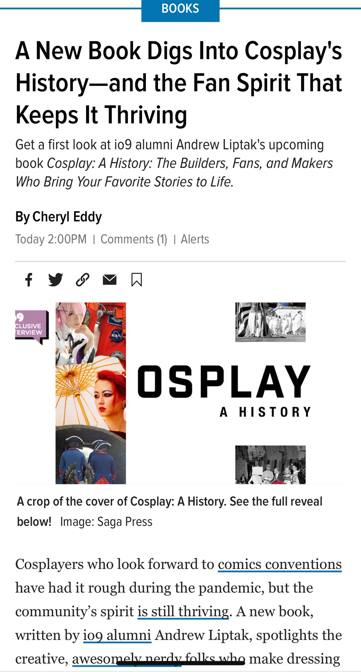 Here’s the cover for Cosplay: A History!